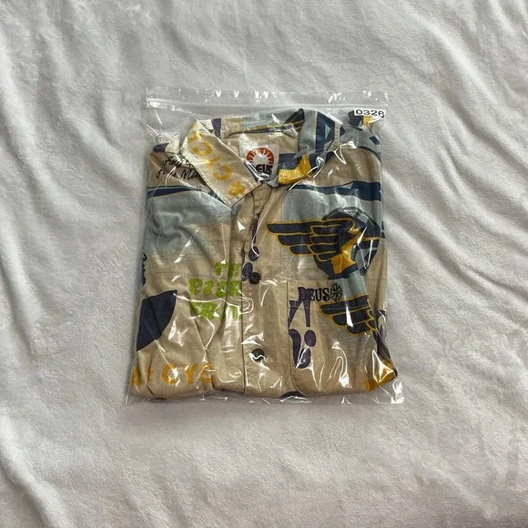 Deus Ex Machina Customs Super OK Hawaiian Shirt Riders Hemp Men's Size Small S - Picture 11 of 14